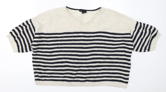 Topshop Womens Beige Striped  Pullover Jumper Size 12