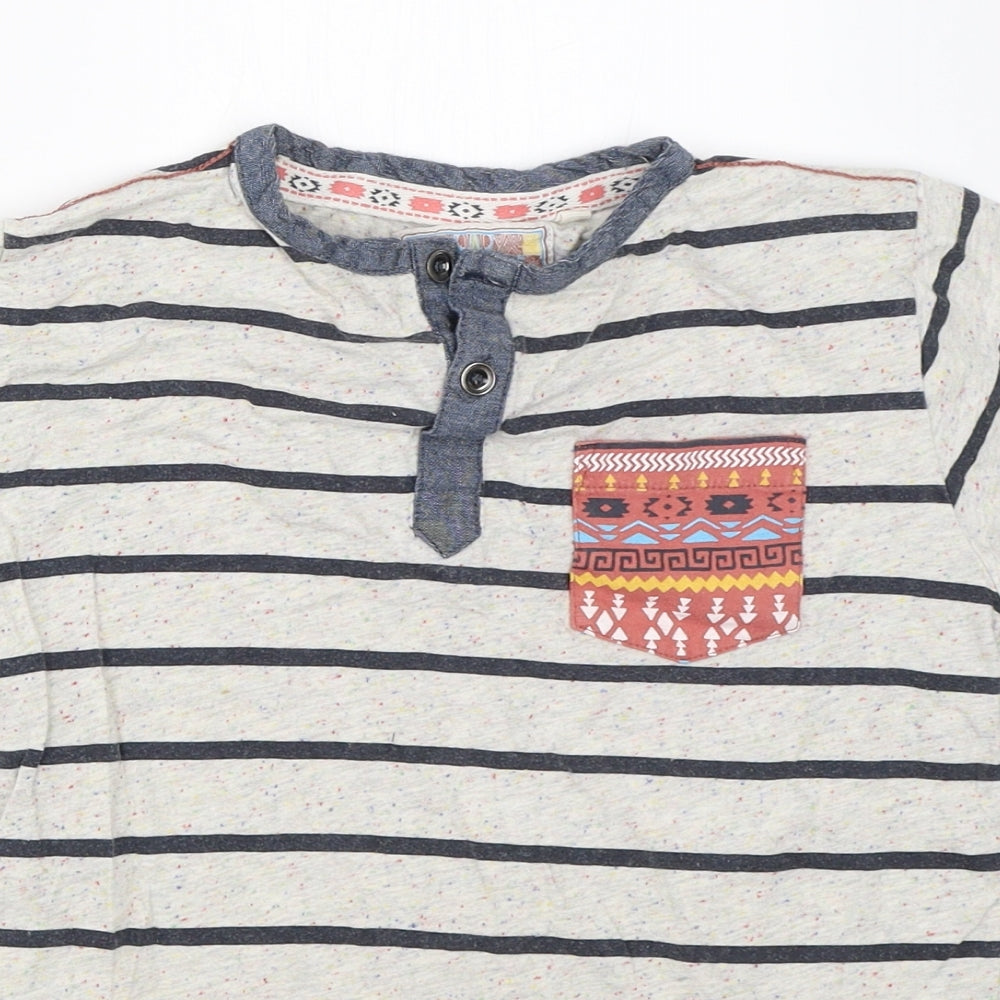 TU Boys Beige Striped  Basic T-Shirt Size 10 Years