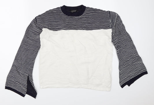 Topshop Womens Blue Striped  Pullover Jumper Size 8