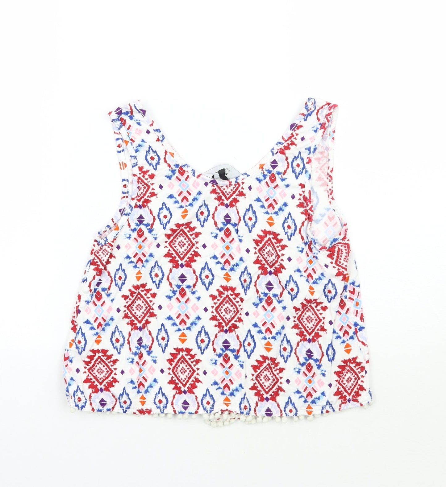 Newlook Womens White Geometric  Basic Tank Size 10