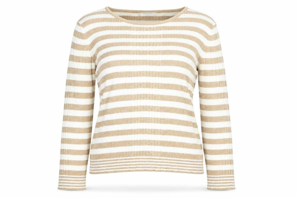 Wanko Womens White Striped  Pullover Jumper One Size