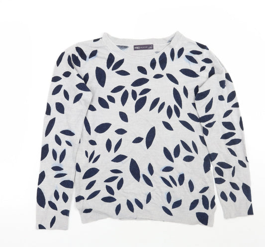 Marks and Spencer Womens Grey Geometric  Pullover Jumper Size 10