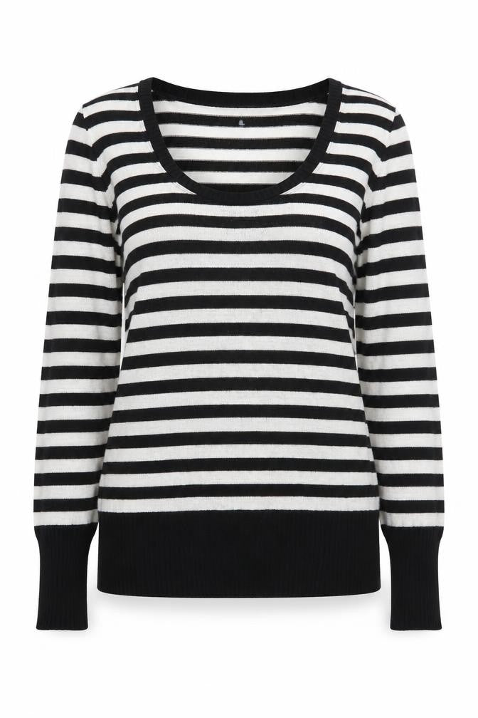 Look Womens Black Striped  Pullover Jumper Size 14