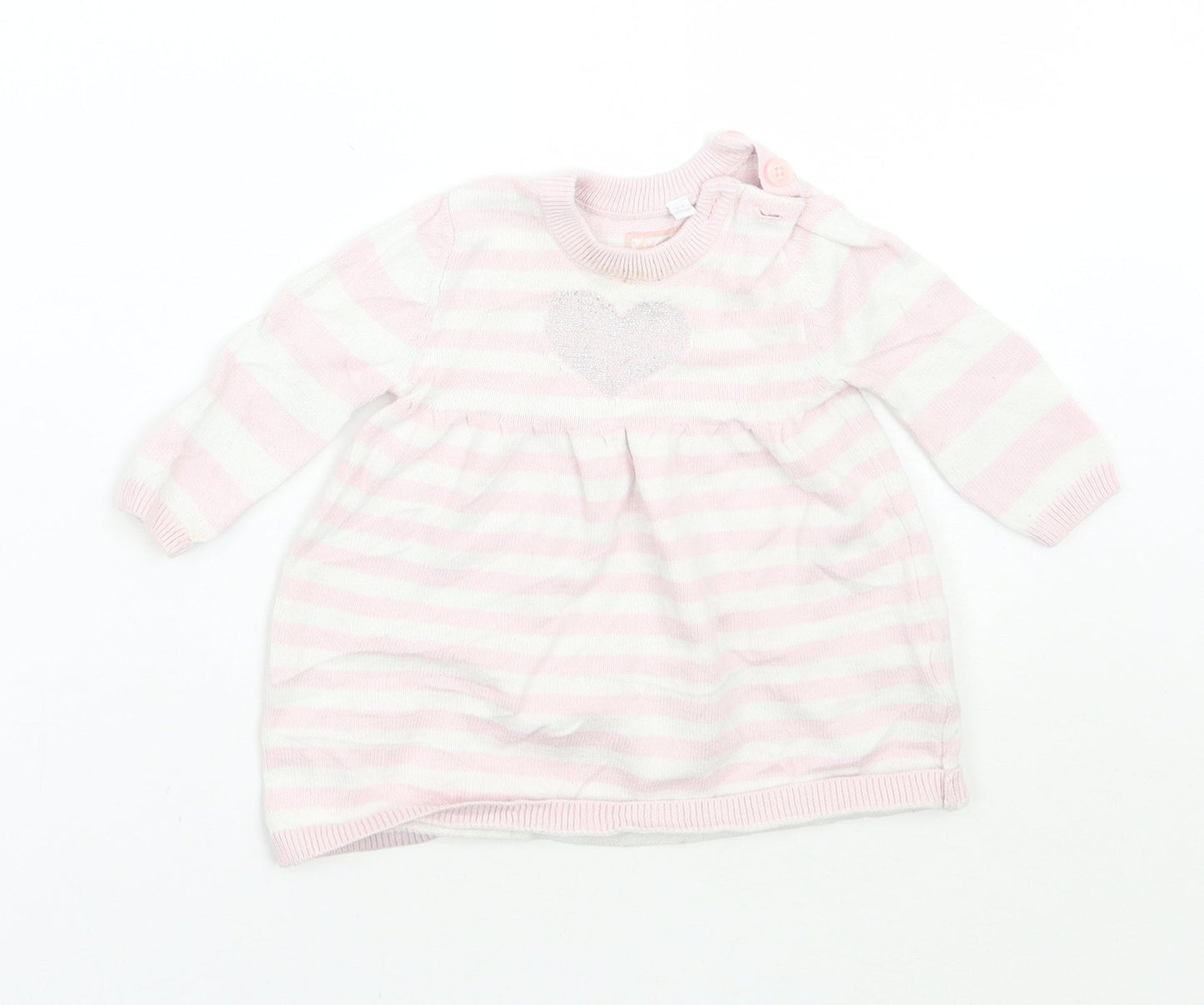 Debenhams Girls Pink Striped  A-Line  Size 0-3 Months