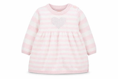 Front view of Debenhams girls’ pink striped a-line, size 0-3, months