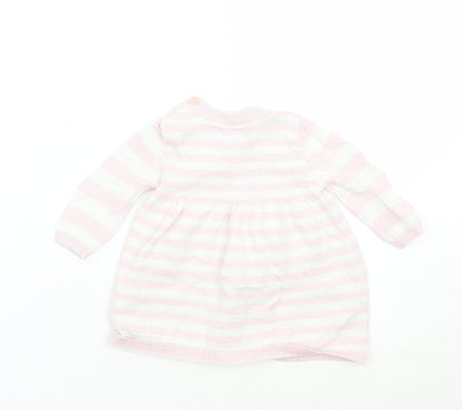 Back view of Debenhams girls’ pink striped a-line, size 0-3, months