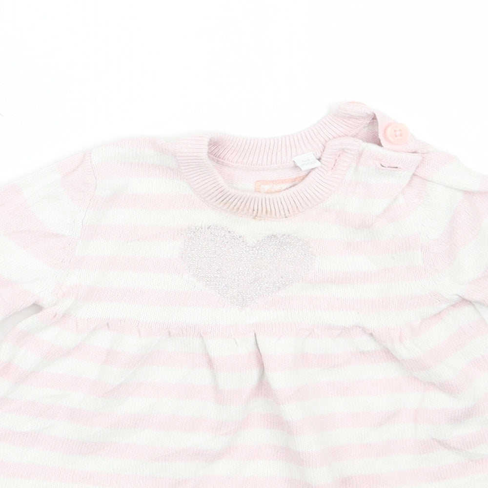 Debenhams Girls Pink Striped  A-Line  Size 0-3 Months