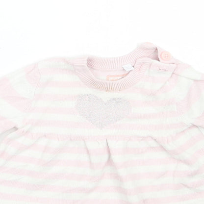 Close-up detail of Debenhams girls’ pink striped a-line, size 0-3, months