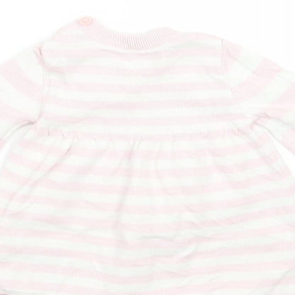 Brand and care label for Debenhams girls’ pink striped a-line, size 0-3, months