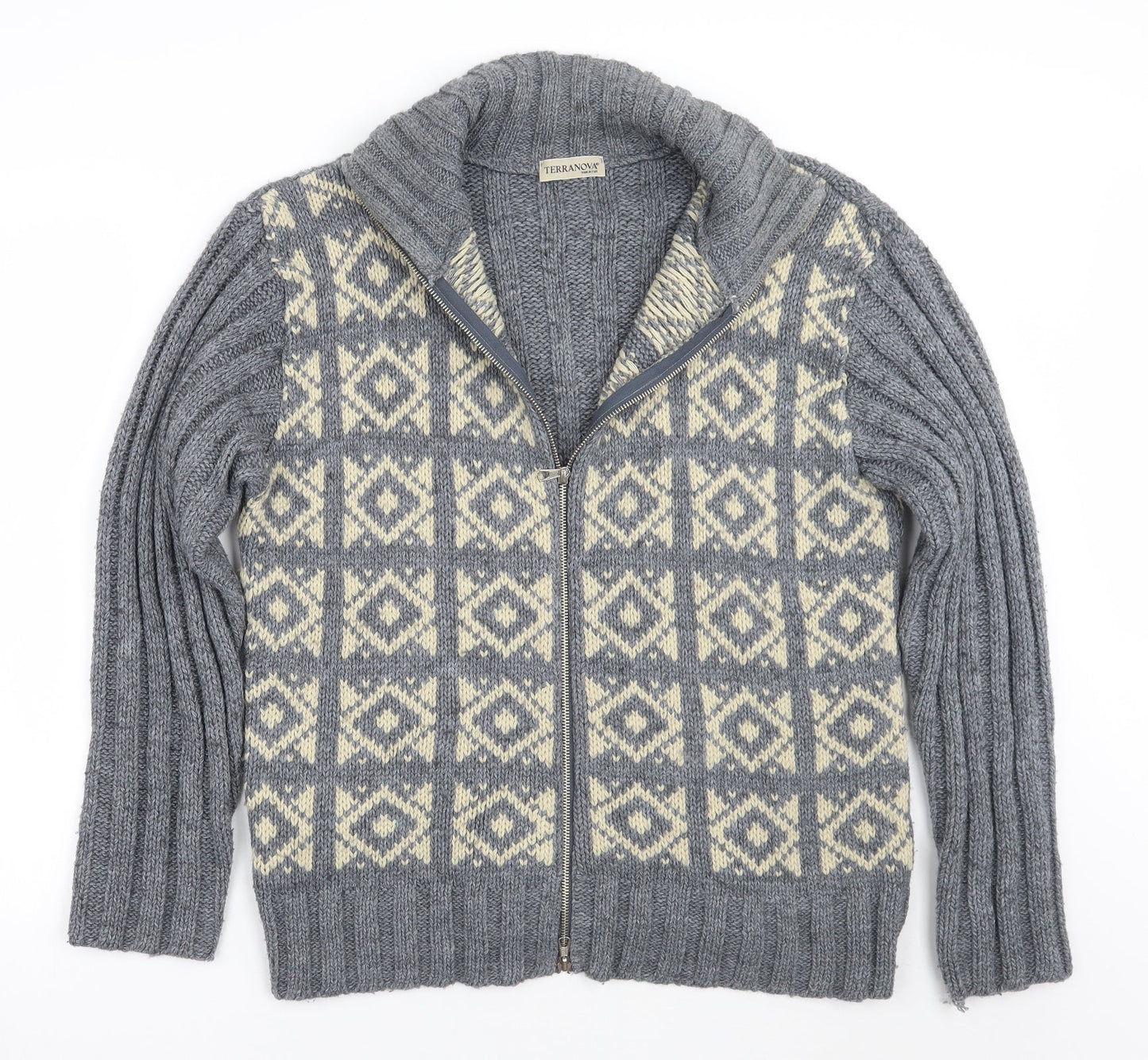 Terranova Mens Grey Geometric  Jacket Coat Size L