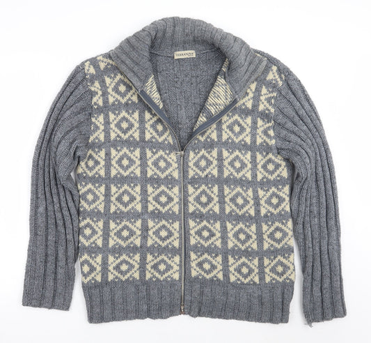 Terranova Mens Grey Geometric  Jacket Coat Size L