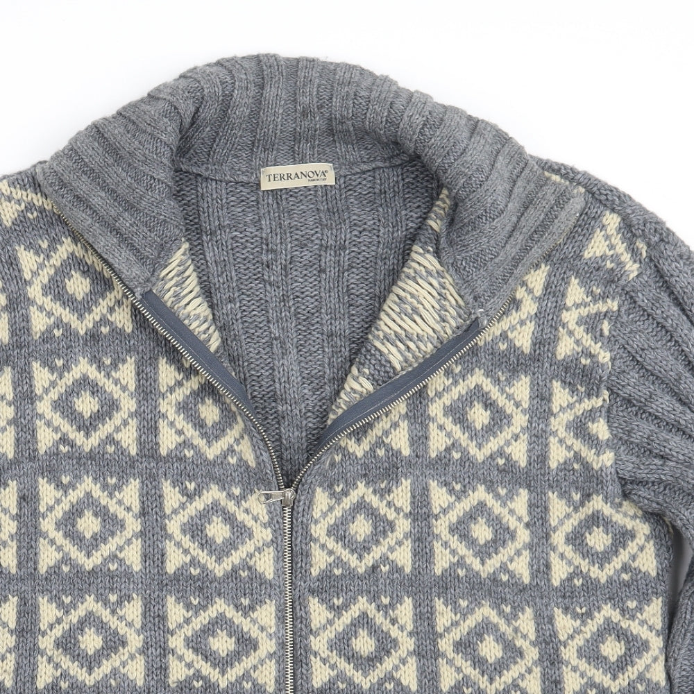 Terranova Mens Grey Geometric  Jacket Coat Size L