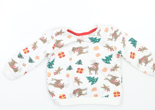 So cute Girls White Animal Print  Pullover T-Shirt Size 9-12 Months