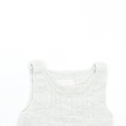 Close-up detail of F&F girls’ grey basic tank, size 0-3, months