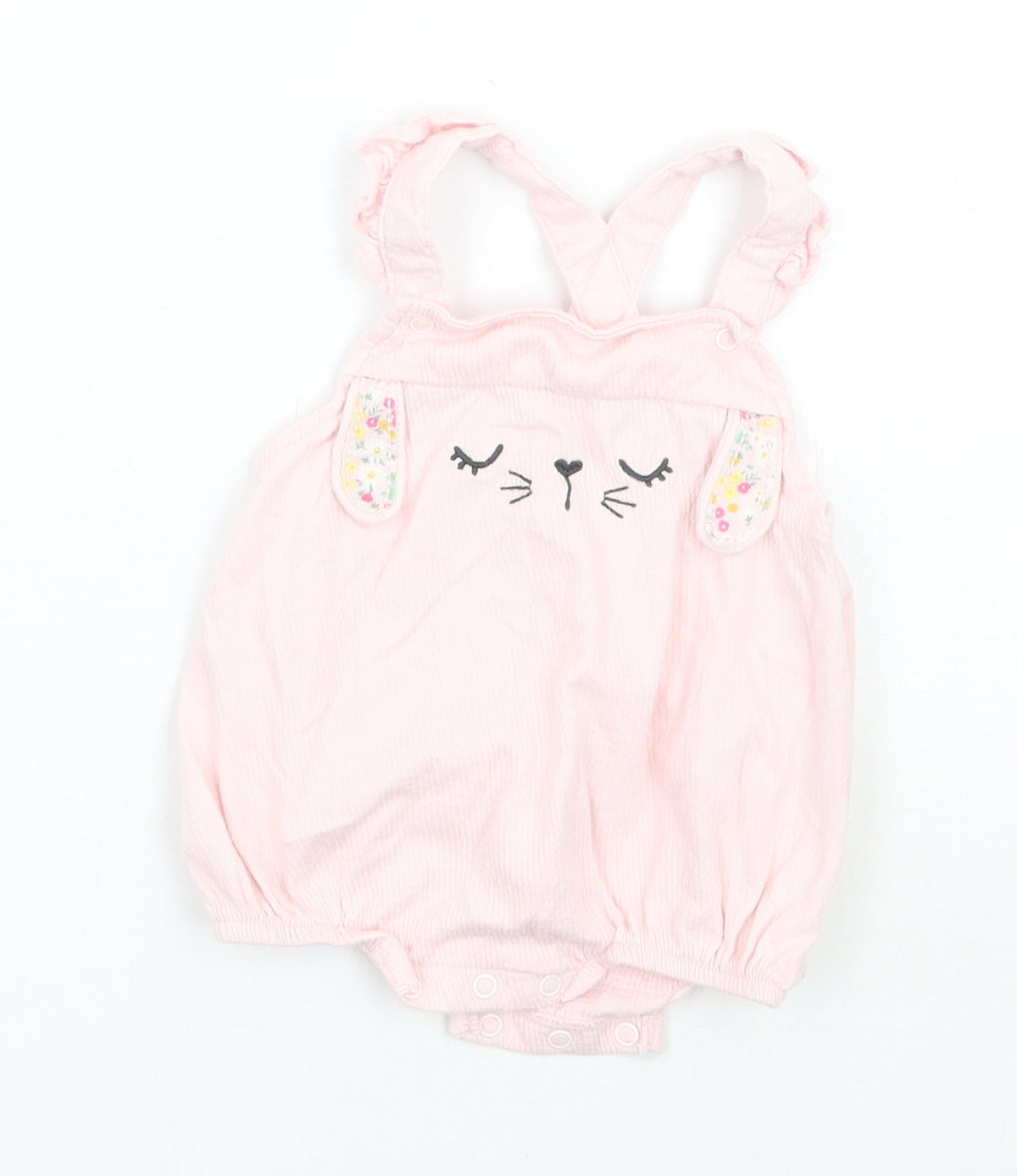 Additional front view of F&F girls’ pink batik babygrow one-piece, size 3-6, months