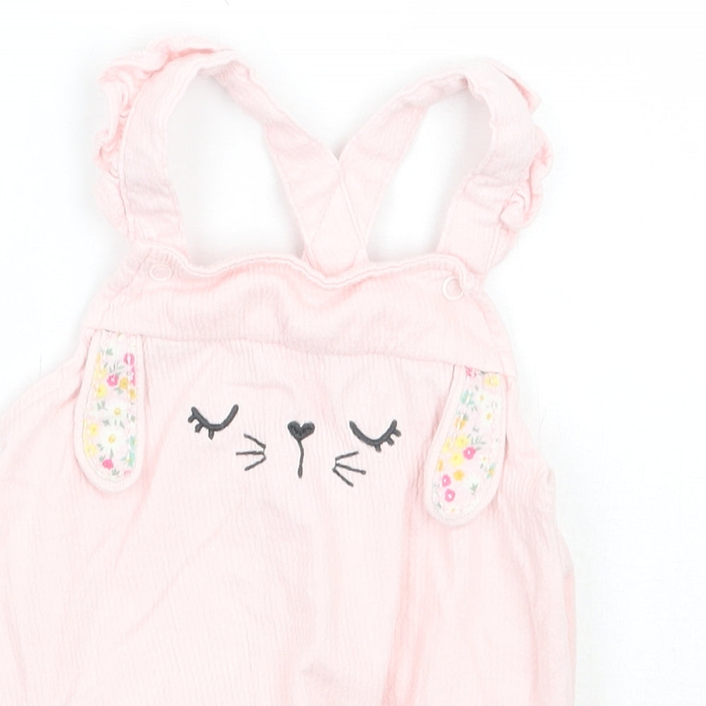 Close-up detail of F&F girls’ pink batik babygrow one-piece, size 3-6, months