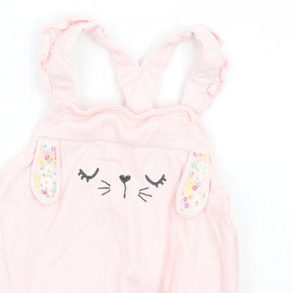 Close-up detail of F&F girls’ pink batik babygrow one-piece, size 3-6, months