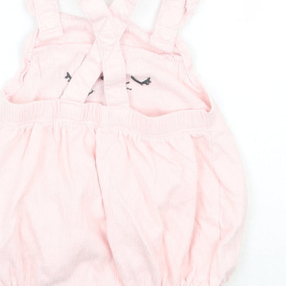 Brand and care label for F&F girls’ pink batik babygrow one-piece, size 3-6, months