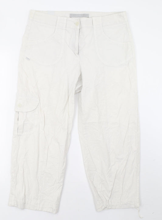 ZERRES Womens White   Cropped Trousers Size 16 L25 in