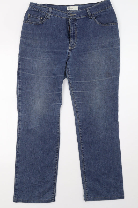 Pioneer Womens Blue  Denim Straight Jeans Size 32 L29 in