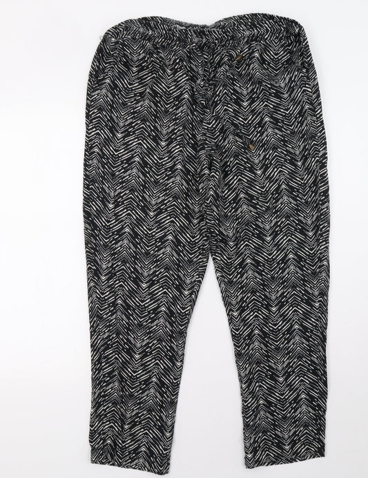 Preworn Womens Black Animal Print  Trousers  Size 12 L28 in