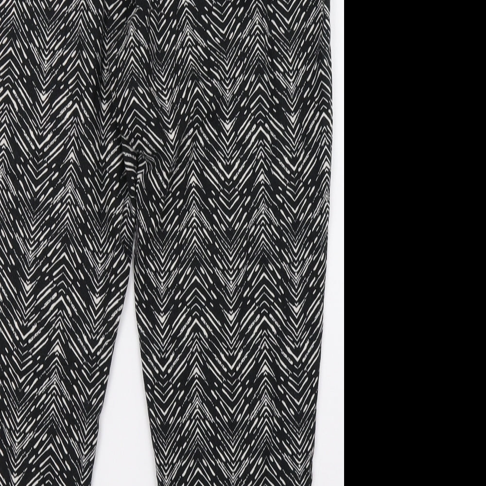 Preworn Womens Black Animal Print  Trousers  Size 12 L28 in