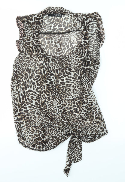 Primark Womens Brown Animal Print  Basic Blouse Size 8
