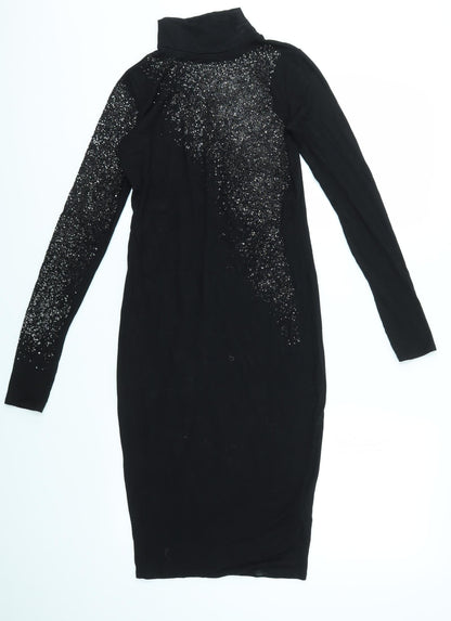 Additional front view of ASOS women’s black bodycon, size UK 8
