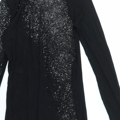 Close-up detail of ASOS women’s black bodycon, size UK 8
