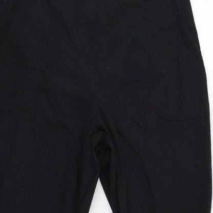 Close-up detail of Bonmar women’s black trousers, size UK 16, 22-inch leg
