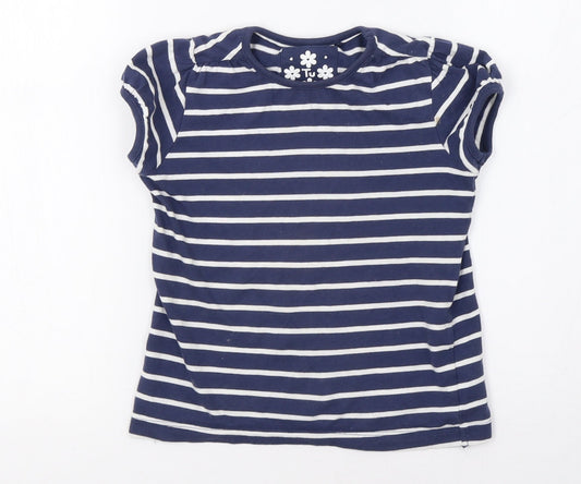 RTu Girls Blue Striped  Basic T-Shirt Size 6 Years
