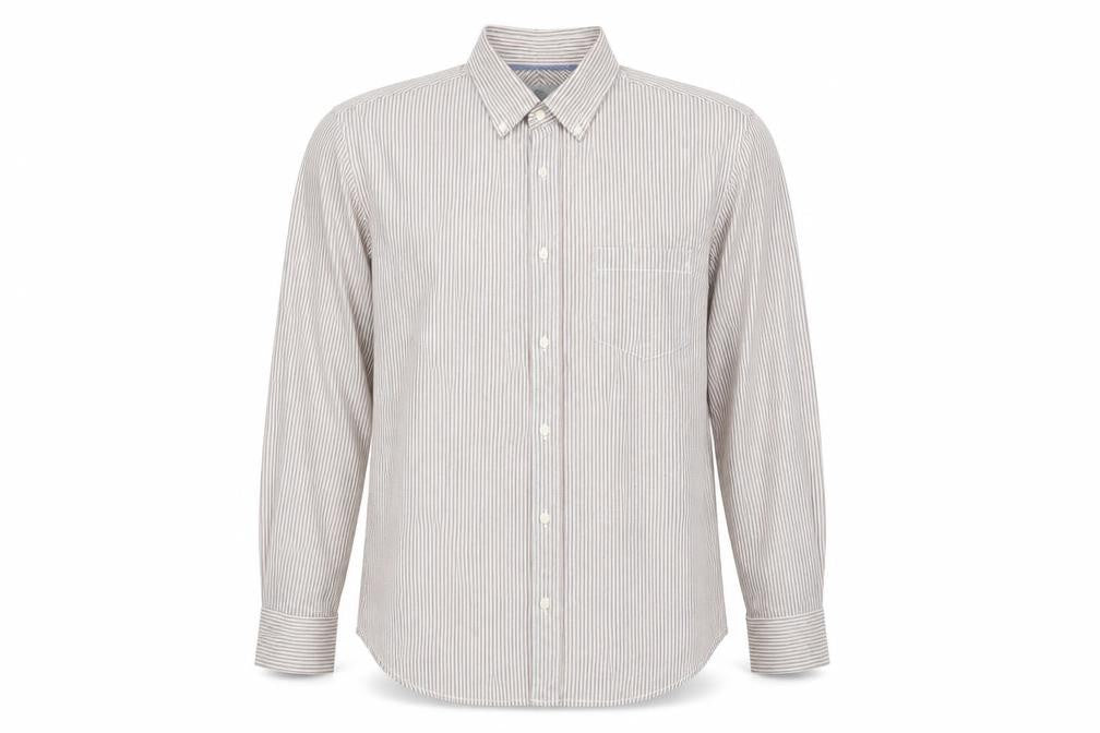 marks and# Mens Brown Striped   Button-Up Size M  - Tailored Fit