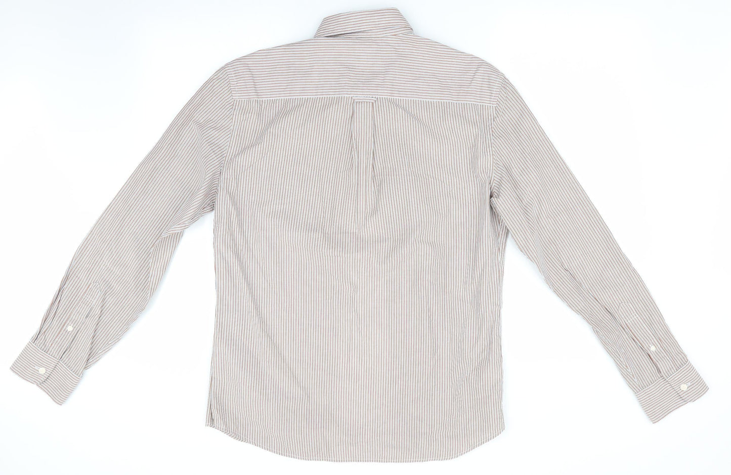 marks and# Mens Brown Striped   Button-Up Size M  - Tailored Fit