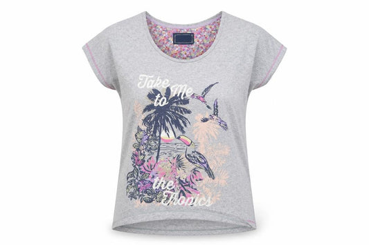Per Una Womens Grey   Basic T-Shirt Size 14  - Take me to the tropics
