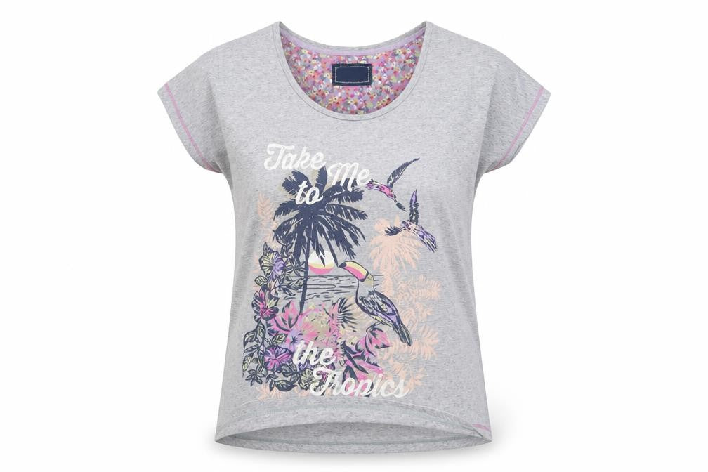 Per Una Womens Grey   Basic T-Shirt Size 14  - Take me to the tropics