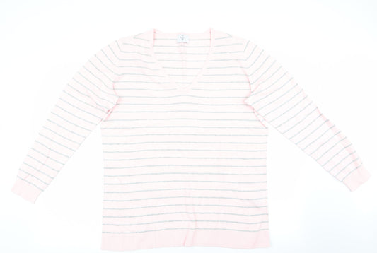 C&C The Basics Womens Pink Striped  Pullover Jumper Size XL