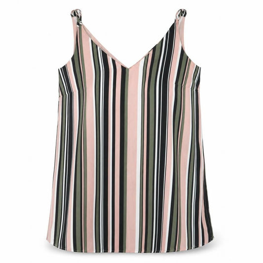 Front view of Papaya women’s pink striped tunic blouse, size UK 10