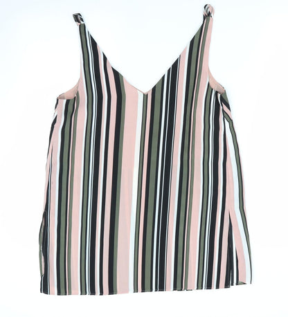 Back view of Papaya women’s pink striped tunic blouse, size UK 10