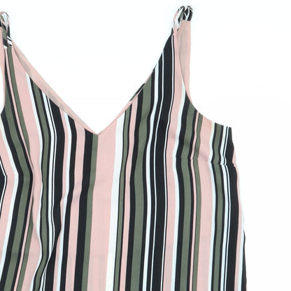Close-up detail of Papaya women’s pink striped tunic blouse, size UK 10