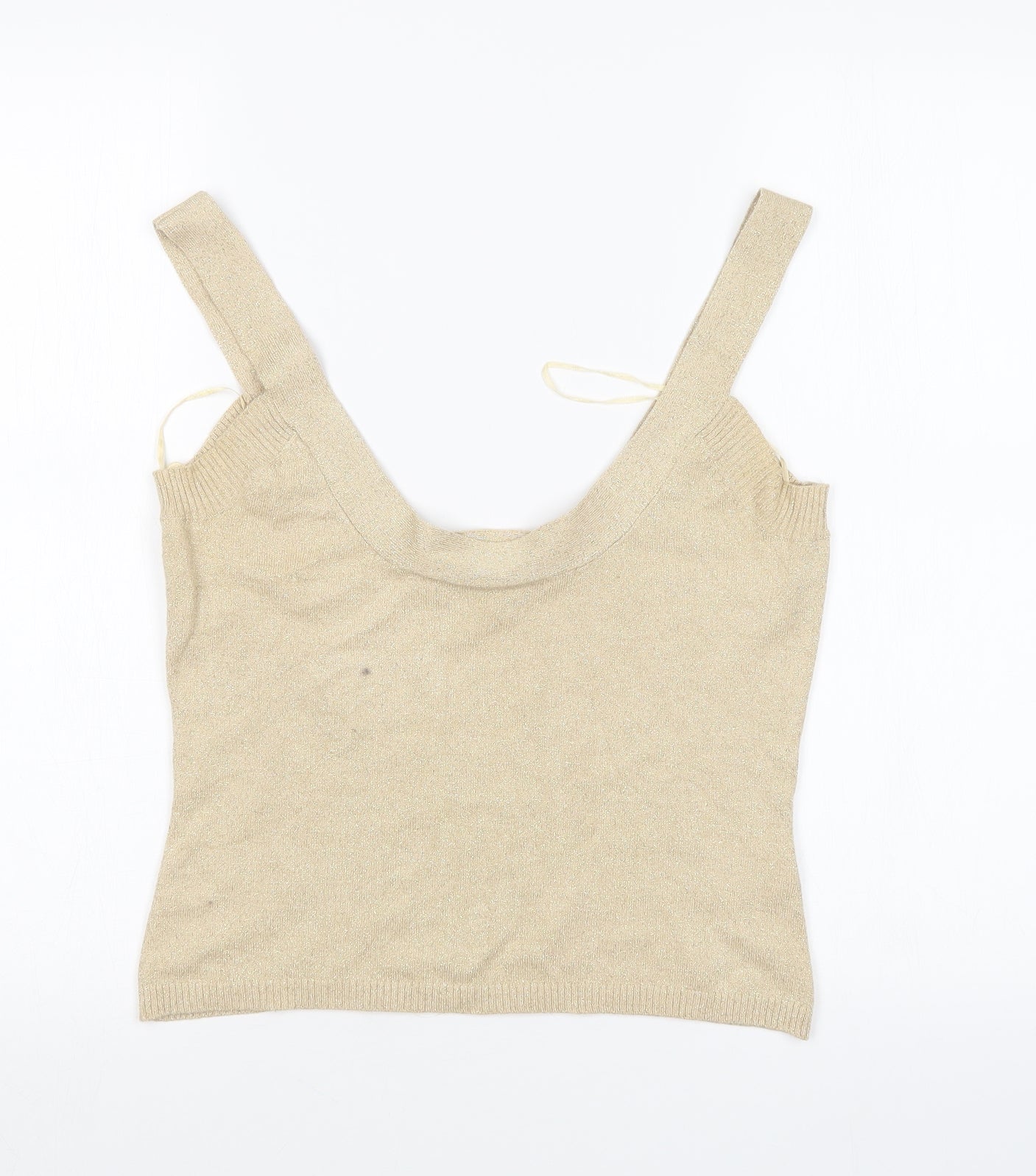POMODORO Womens Gold  Woven Basic Tank Size 14