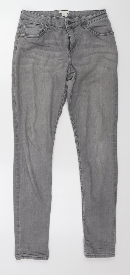 H&M Womens Grey   Straight Jeans Size 8 L28 in