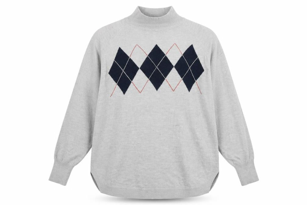 Marks & Spencer Mens Grey Argyle/Diamond  Pullover Jumper Size L