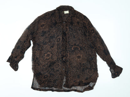 Preloved Charlotte Halton Womens Black Floral  Basic Button-Up Size 12 - Front