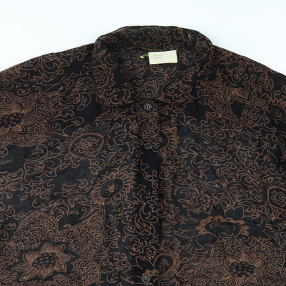 Preloved Charlotte Halton Womens Black Floral  Basic Button-Up Size 12 - Detail