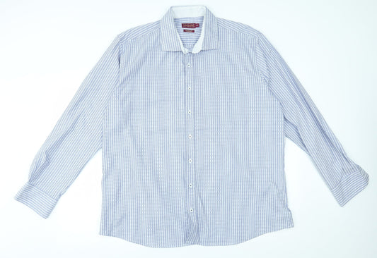 Italian classic Mens Blue Striped   Button-Up Size XL