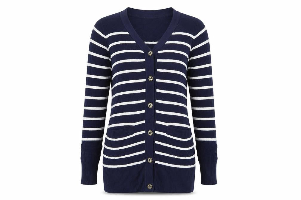Motel Rocks Womens Blue Striped  Cardigan Jumper Size S