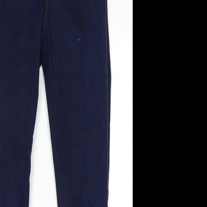 Close-up detail of Denim Co women’s blue jegging jeans, size UK 4, 27-inch leg