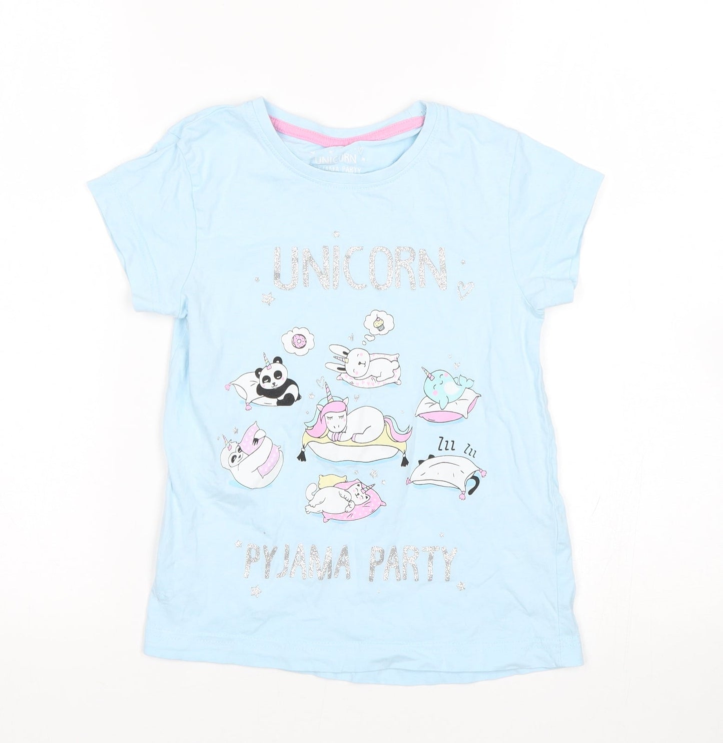 Matalan Girls Blue   Top Pyjama Top Size 8 Years  - Unicorn