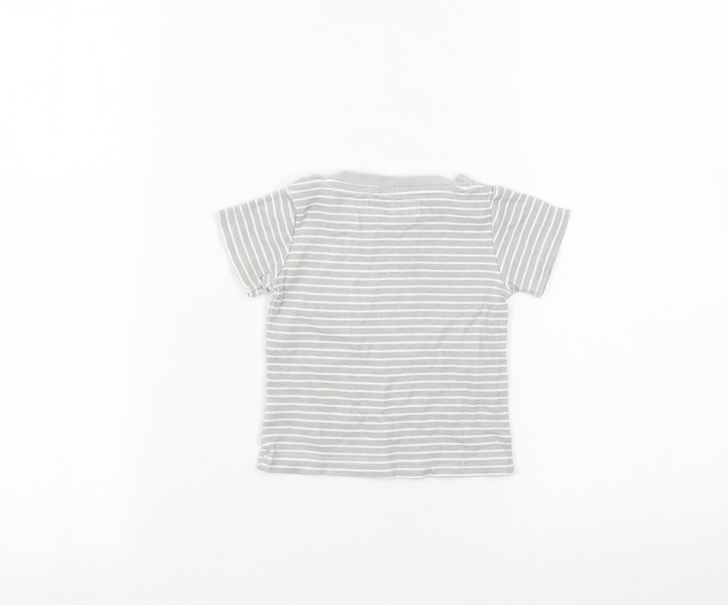 Earlydays Baby Grey Striped  Basic T-Shirt Size 6-9 Months