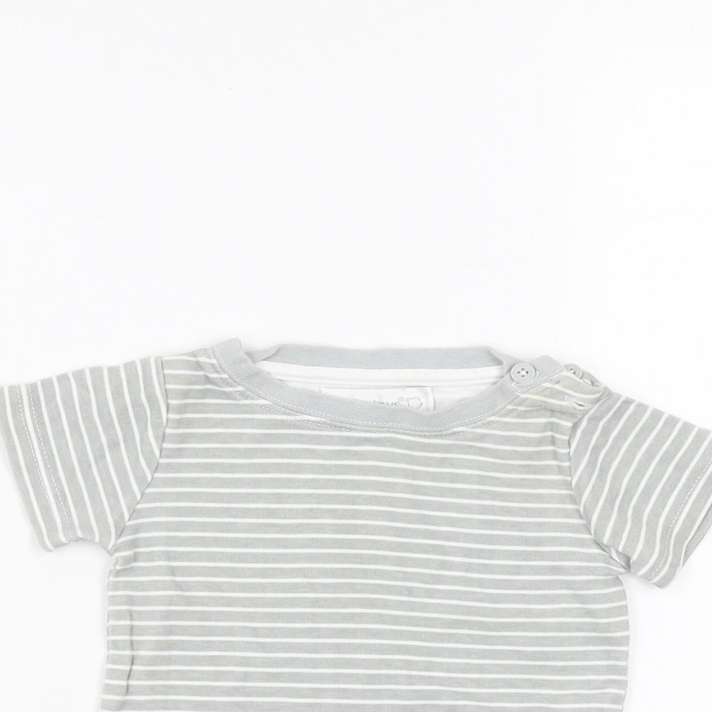 Earlydays Baby Grey Striped  Basic T-Shirt Size 6-9 Months